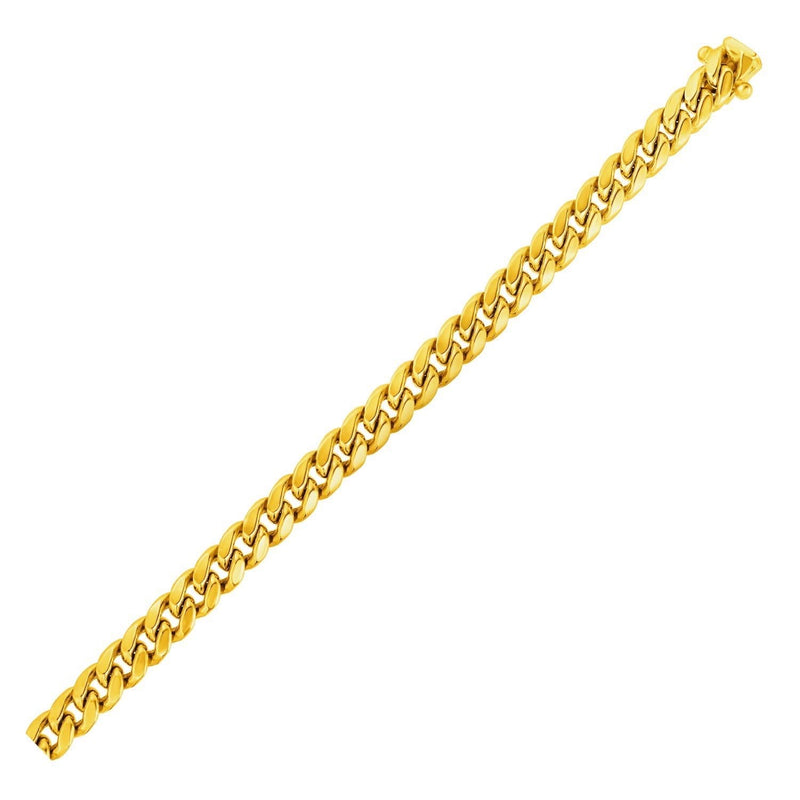 6.15mm 10k Yellow Gold Semi Solid Miami Cuban Chain 10K yellow gold Miami Cuban chain with flattened interlocking links
