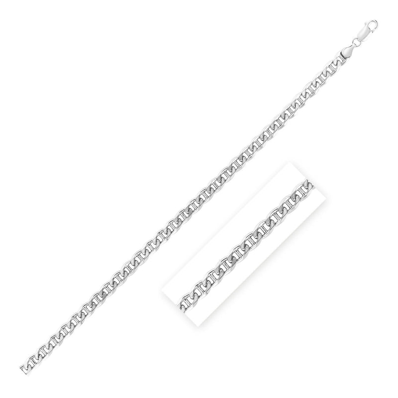 Sterling Silver Rhodium Plated Mariner Chain 6.0mm Sterling silver rhodium plated 6.0mm mariner chain with flat linked bars