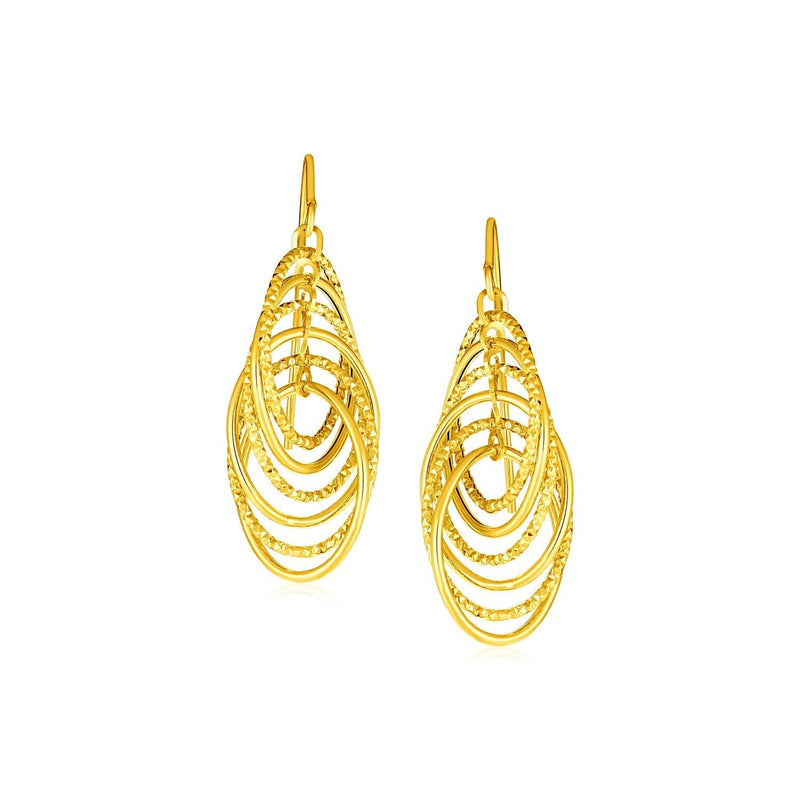 14k Yellow Gold Post Earrings with Graduated Spiral Dangles 14K yellow gold post earrings with graduated spiral dangles