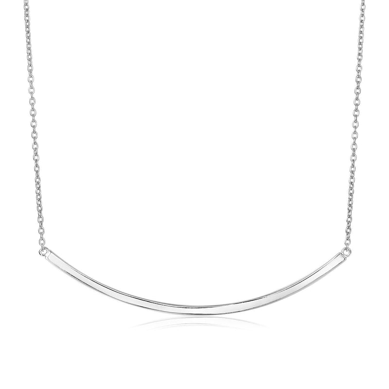 Sterling Silver Polished Curved Bar Necklace 925 sterling silver curved bar necklace with polished finish