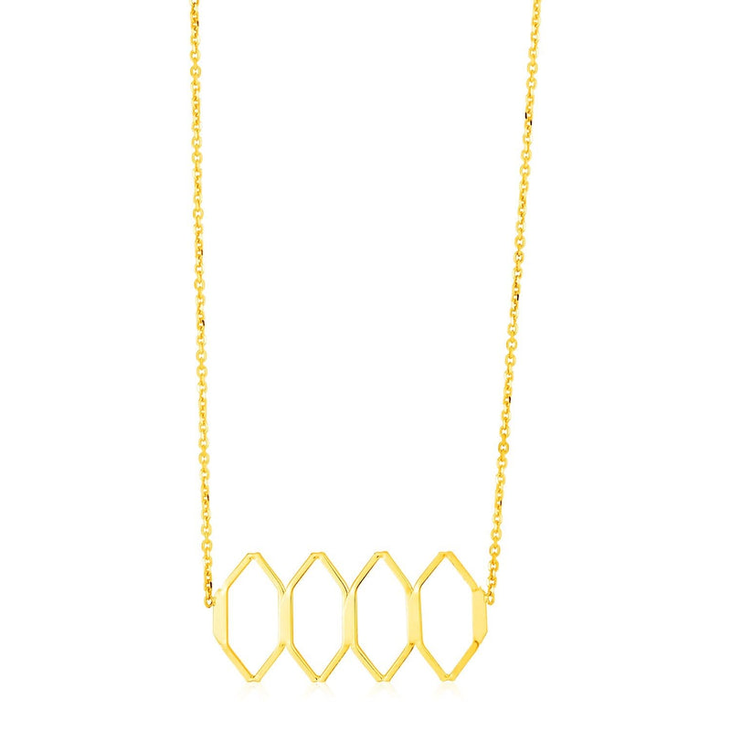 14K Yellow Gold Stylized Honeycomb Necklace 14K yellow gold stylized honeycomb pendant necklace