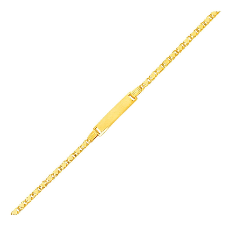 14k Yellow Gold Childrens Heart Link ID Bracelet 14K yellow gold children's heart link ID bracelet with heart-shaped links