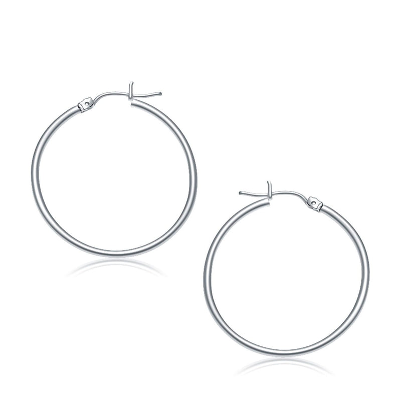10k White Gold Polished Hoop Earrings (30 mm) 10K white gold polished hoop earrings 30 mm with no stones