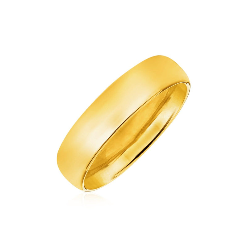 14k Yellow Gold 6mm Comfort Fit Wedding Band 14K yellow gold 6mm comfort fit wedding band with rounded profile