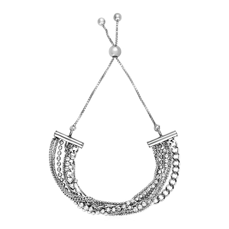 Adjustable Multi Chain Bracelet in Sterling Silver Sterling silver 925 multi chain adjustable bracelet with sliding clasp