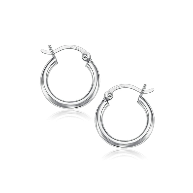 10k White Gold Polished Hoop Earrings (15 mm) 10K white gold polished hoop earrings, 15 mm, no stones