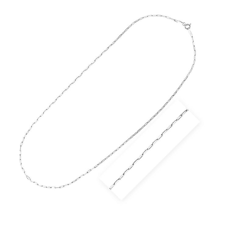 Sterling Silver Rhodium Plated Paperclip Chain (1.8 mm) Rhodium plated sterling silver paperclip chain with elongated oval links, 1.8 mm