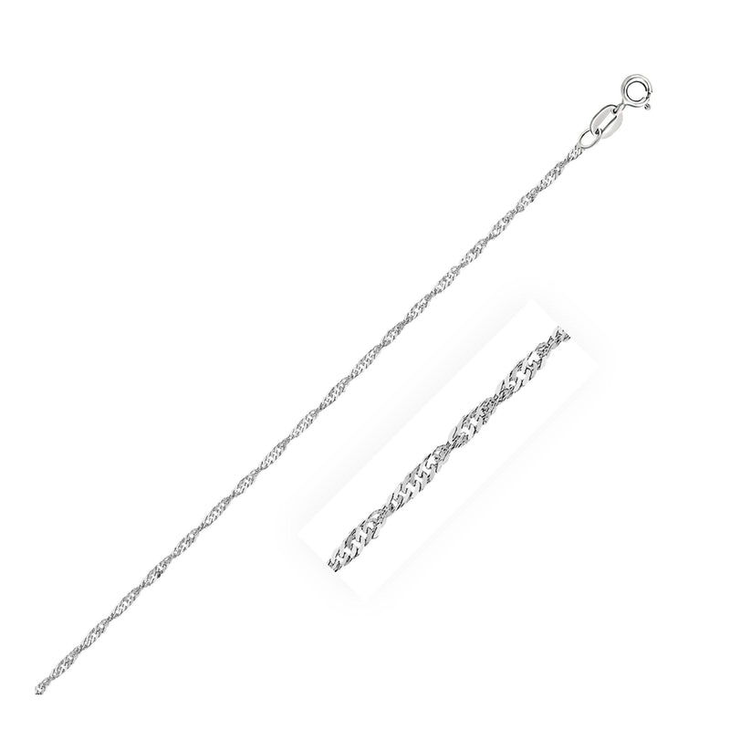 10k White Gold Singapore Bracelet 1.5mm 10k White Gold Singapore Bracelet 1.5mm