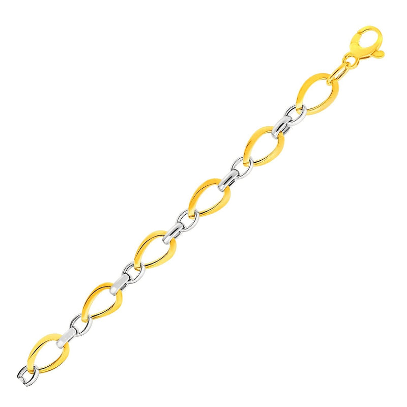 Twisted Oval Chain Bracelet in 14k Two Tone Gold 14K two-tone gold bracelet with twisted oval chain links