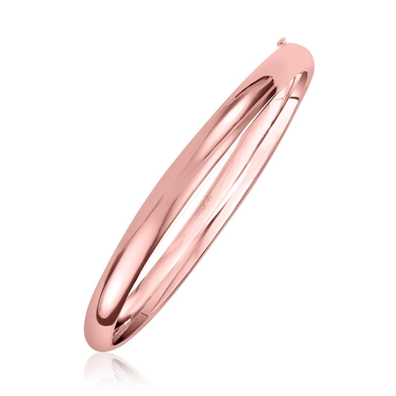 14k Rose Gold Fancy Shiny Dome Bangle 14K rose gold fancy shiny dome bangle with smooth polished surface