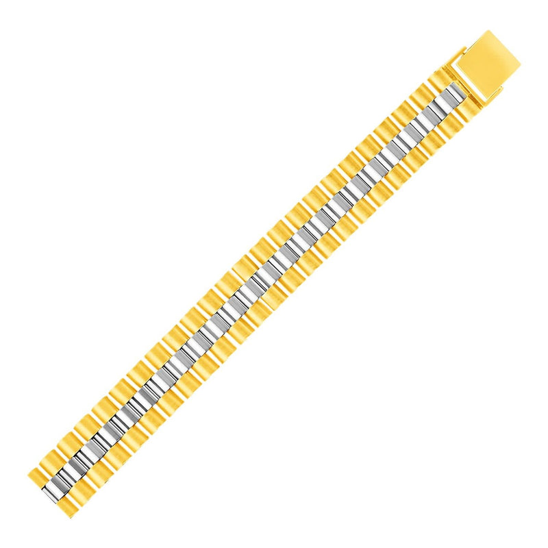 14k Two Tone Gold Mens Panther Link Bracelet 14K two-tone gold mens panther link bracelet with box clasp