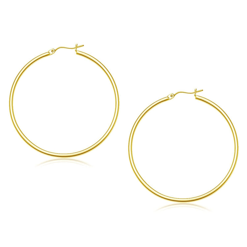 10k Yellow Gold Polished Hoop Earrings (45 mm) 10K yellow gold polished hoop earrings, 45 mm diameter