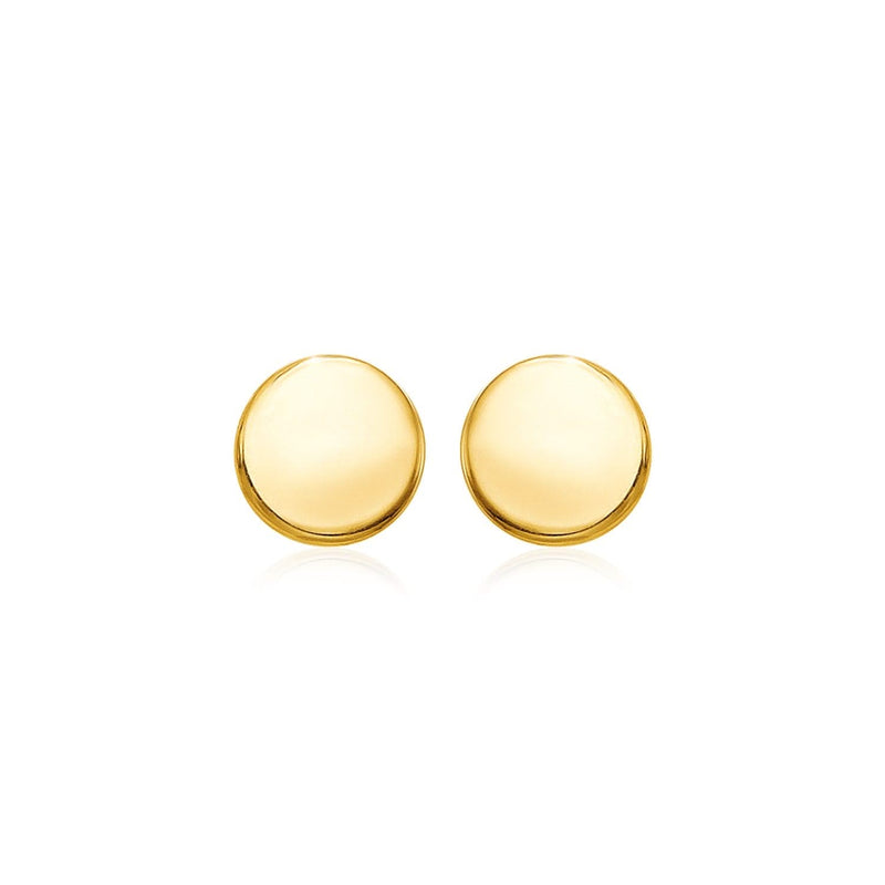 14k Yellow Gold Polished Round Post Earrings 14K yellow gold polished round band ring with no stones