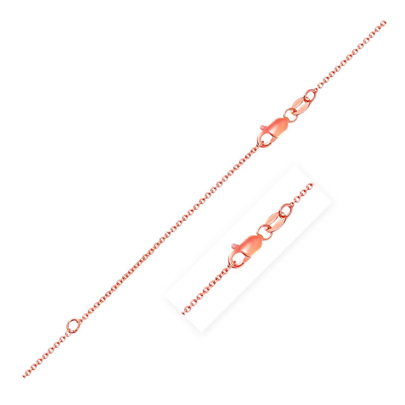 Extendable Cable Chain in 14k Rose Gold (1.0mm) 14K rose gold cable chain with fine 1.0mm extendable links