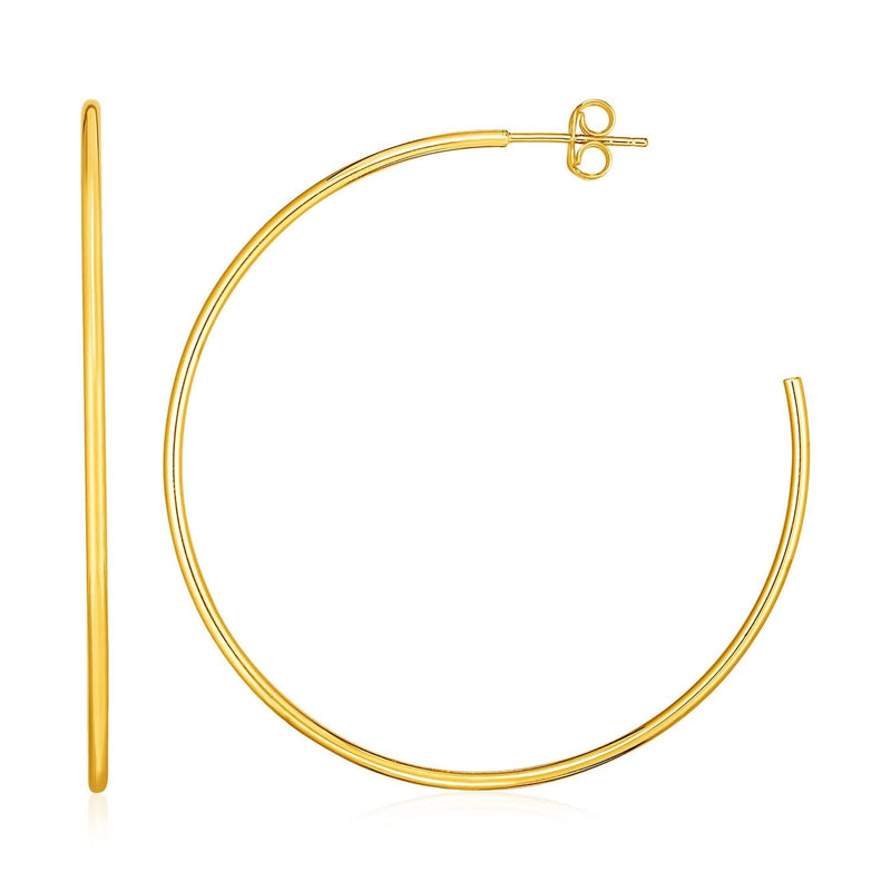 14K yellow gold polished hoop ring band with a smooth continuous finish