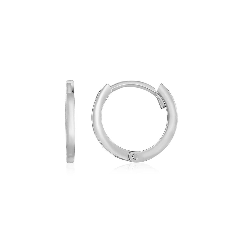 14k White Gold Petite Polished Round Hoop Earrings 14k White Gold Petite Polished Round Hoop Earrings