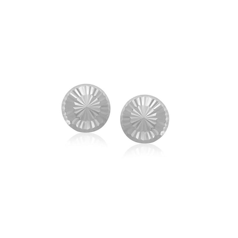 14k White Gold Textured Flat Style Stud Earrings 14K white gold textured flat style band ring with brushed surface finish