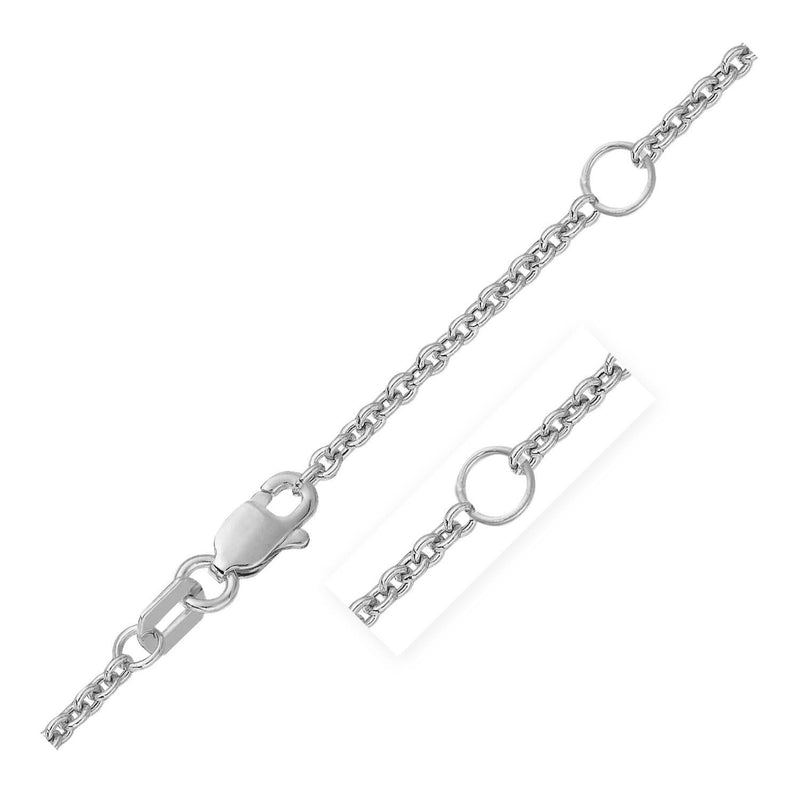 Double Extendable Cable Chain in 14k White Gold (1.9mm) 14K white gold cable chain with doubled interlocking oval links, 1.9mm