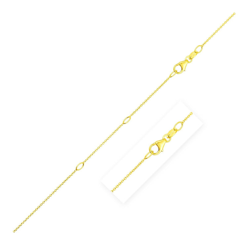 Double Extendable Cable Chain in 14k Yellow Gold (0.85mm) 14K yellow gold cable chain with fine 0.85mm oval links
