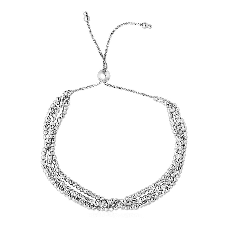 Adjustable Three-Strand Bead Bracelet in Sterling Silver 925 sterling silver three-strand adjustable bead bracelet