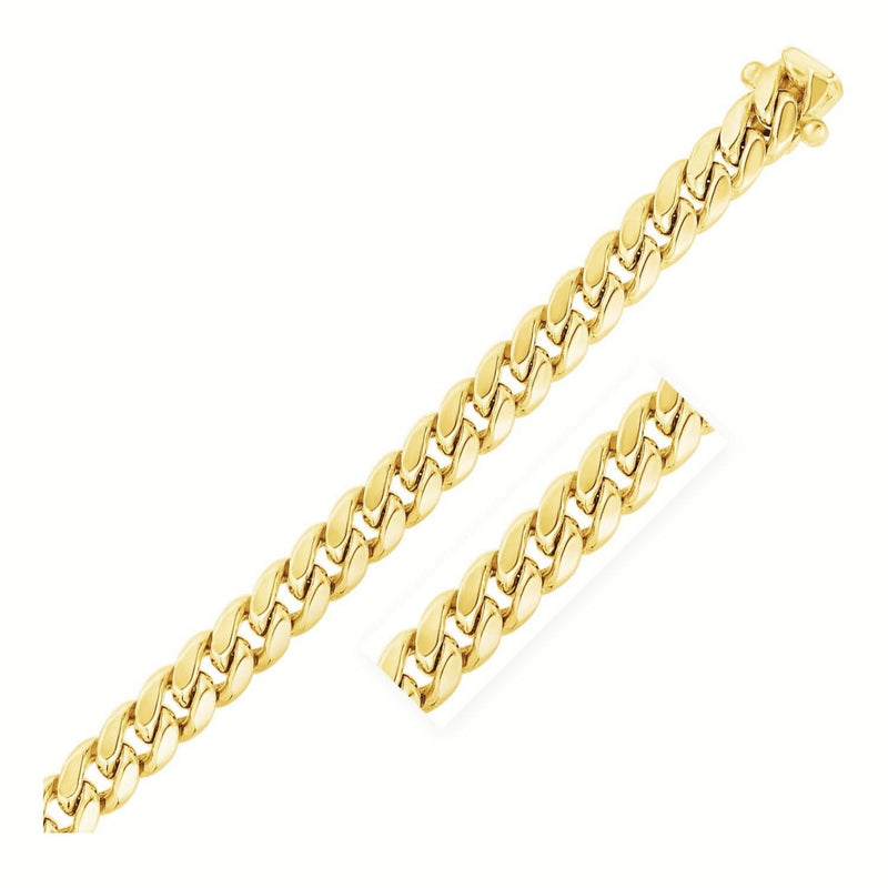 10.75mm 10k Yellow Gold Semi Solid Miami Cuban Chain 10K yellow gold Cuban chain with 10.75mm flattened interlocking links