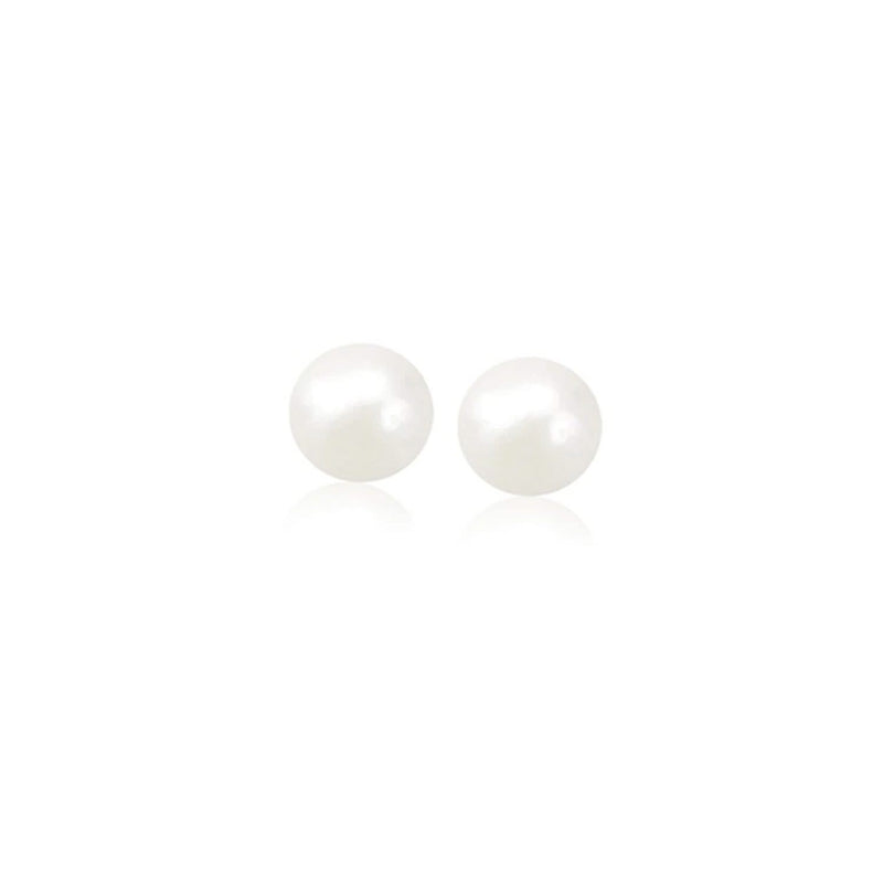 14k Yellow Gold Freshwater Cultured White Pearl Stud Earrings (4.0 mm) 14K yellow gold ring with one pear white pearl stone