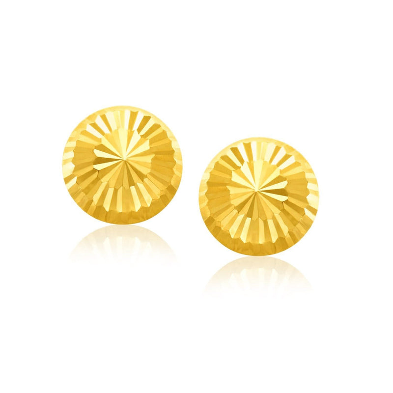 14k Yellow Gold Diamond Cut Flat Design Stud Earrings 14K yellow gold diamond-cut flat design stud earrings