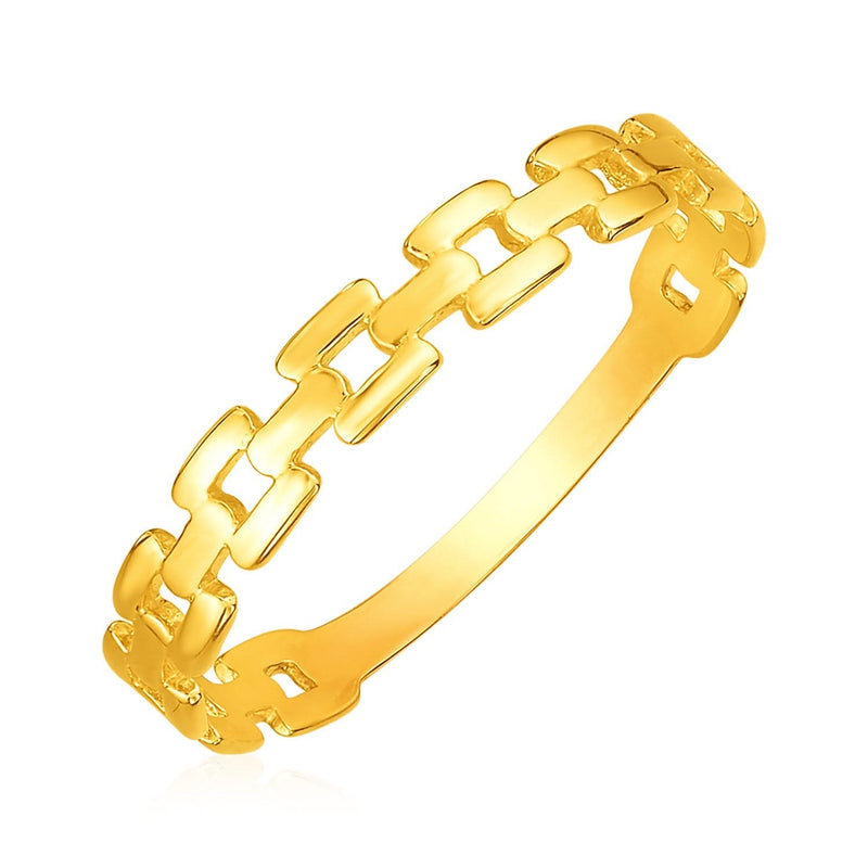 14k Yellow Gold Chain Link Ring 14K yellow gold chain link ring with interlocking loop band