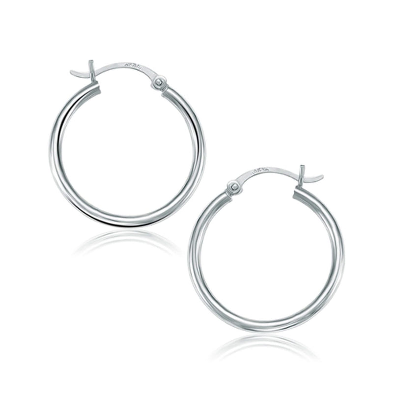 10k White Gold Polished Hoop Earrings (25 mm) 10K white gold polished 25 mm hoop earrings with no stones