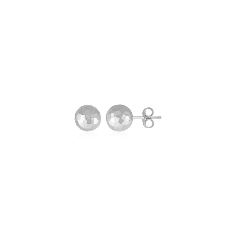 14k White Gold Ball Earrings with Faceted Texture 14K white gold ball earrings with faceted textured surface