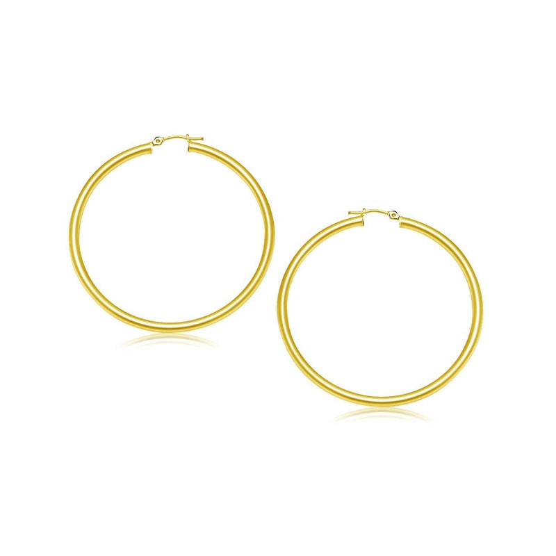 10k Yellow Gold Polished Hoop Earrings (25 mm) 10K yellow gold polished hoop earrings, 25 mm round, no stones