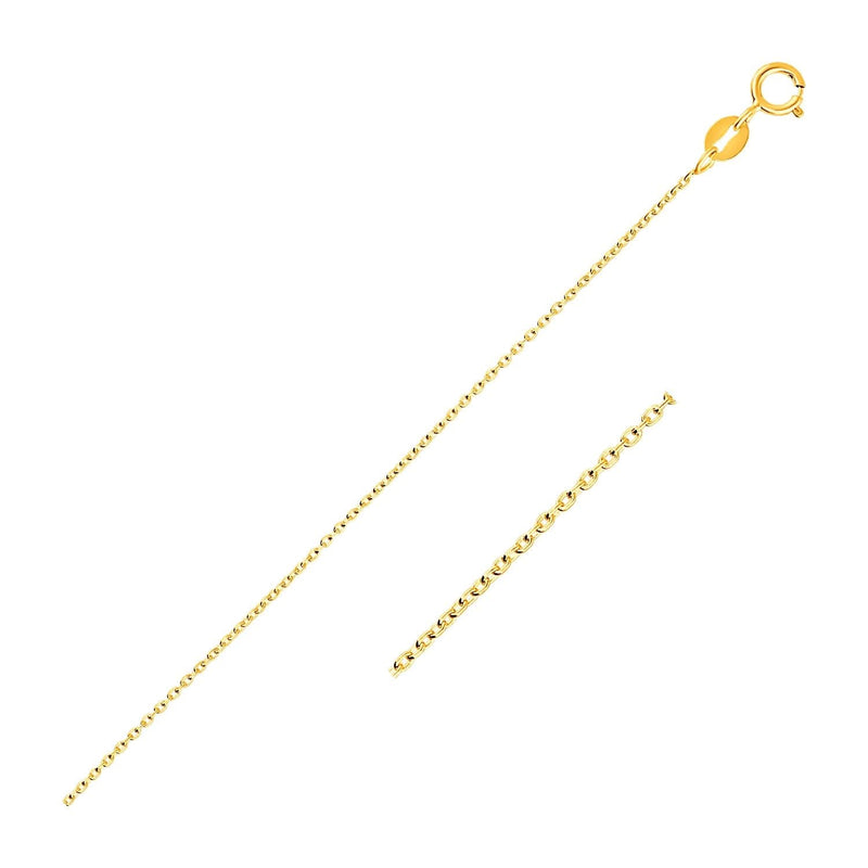 14k Yellow Gold Oval Cable Link Chain 1.0mm 14K yellow gold oval cable link chain 1.0mm fine everyday necklace