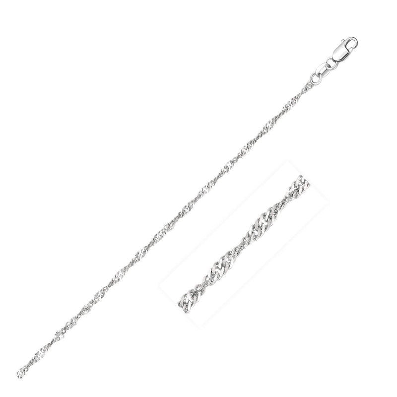 14k White Gold Singapore Chain 1.7mm 14K white gold Singapore chain 1.7mm with diamond-cut twisted links