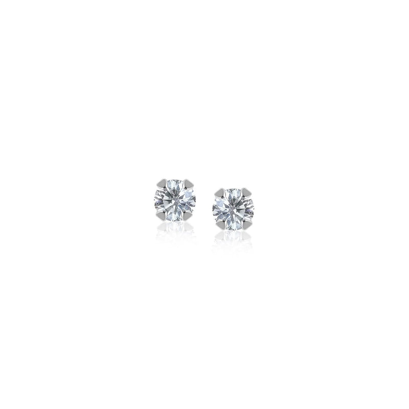 14k White Gold White Cubic Zirconia 2mm Stud Earrings 14K white gold stud earrings with 2 round cubic zirconia stones