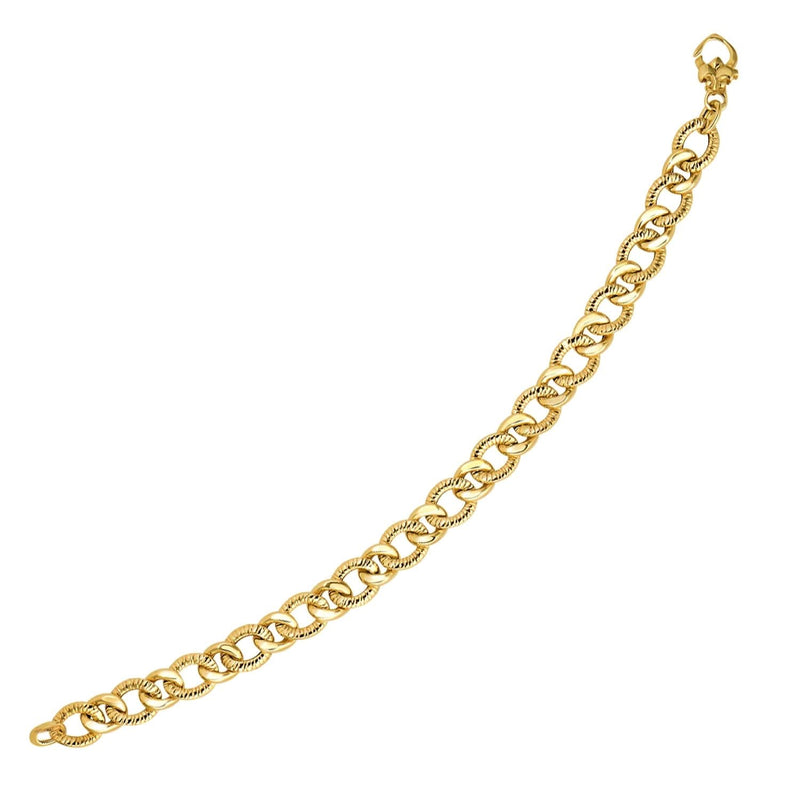 14k Yellow Gold Curb Chain Design with Diamond Cuts Bracelet 14K yellow gold Cuban curb bracelet with diamond-cut faceted links