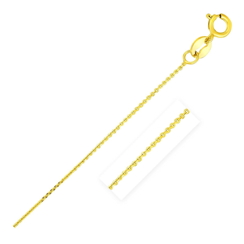 14k Yellow Gold Diamond Cut Cable Link Chain 0.7mm 14K yellow gold cable link chain with diamond-cut faceted links