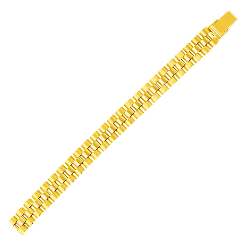 14k Yellow Gold Mens Panther Link Bracelet 14K yellow gold mens panther link bracelet with flat interlocking links
