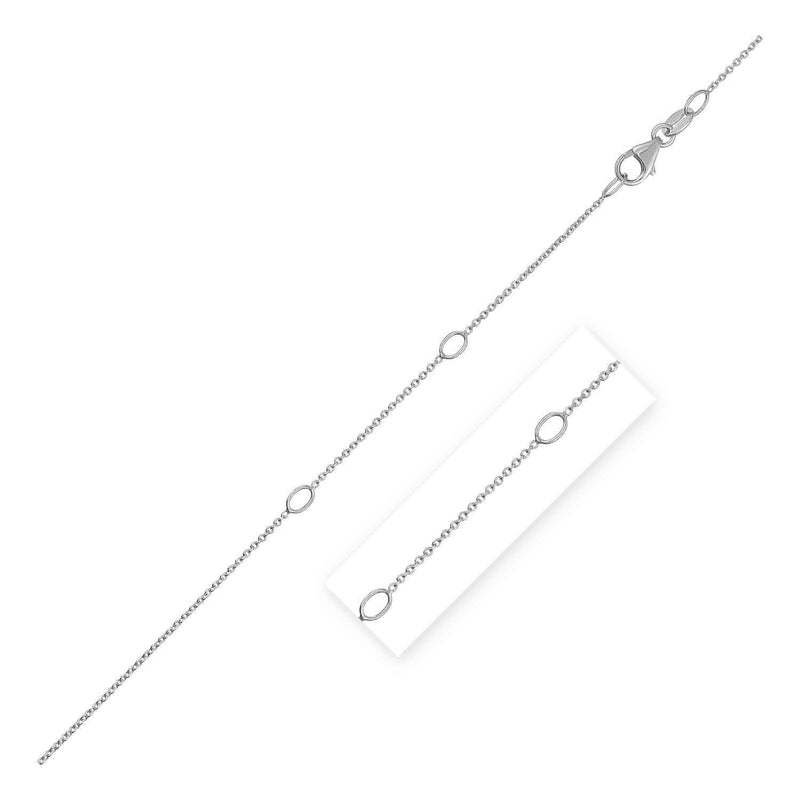 Adjustable Cable Chain in 14k White Gold (1.0mm) 14K white gold cable chain with 1.0mm oval links, adjustable length