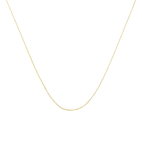 10K Gold 0.5 mm Slender & Dainty Fine Rope Chain Necklace