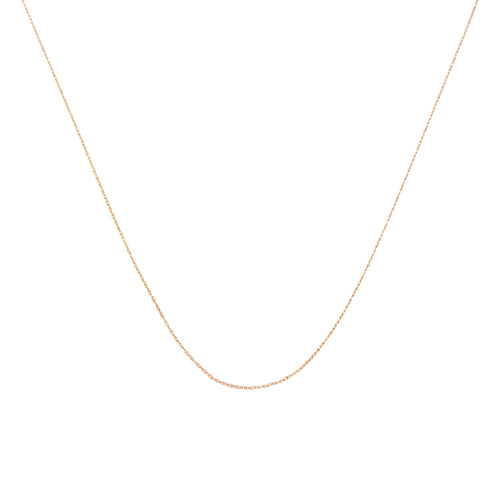 10K Gold 0.5 mm Slender & Dainty Fine Rope Chain Necklace