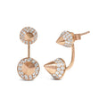 14K rose gold earring with 1.00 cttw round diamond double cone jacket stones