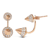 14K Rose Gold 1.00 Cttw Diamond Double Cone Jacket Stud Earring (G-H Color, SI1-SI2 Clarity)-3 thumbnail 4