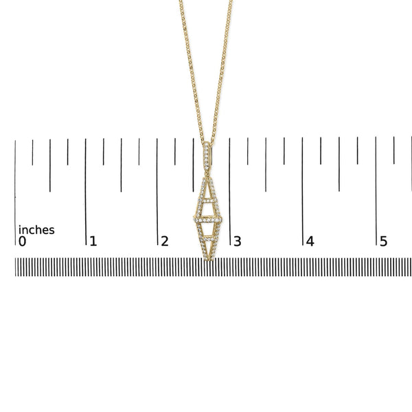 14K Yellow Gold 1.0 Cttw Diamond Studded Geometric Double Pyramid 18