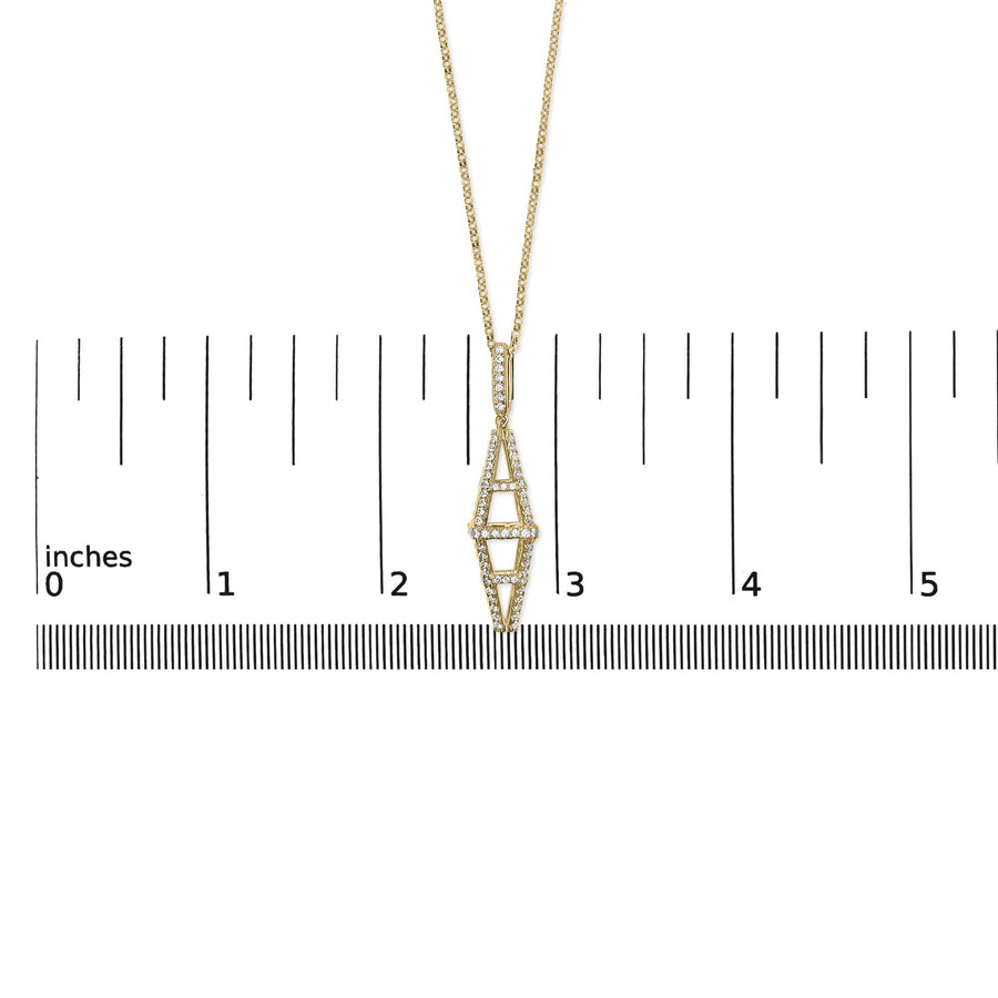 14K Yellow Gold 1.0 Cttw Diamond Studded Geometric Double Pyramid 18