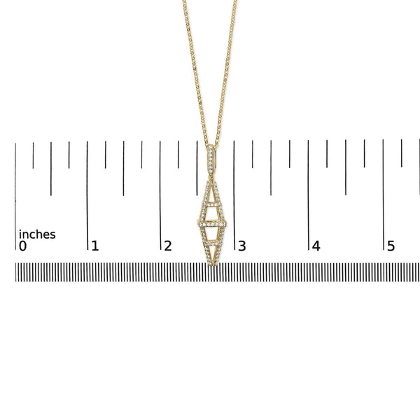 14K Yellow Gold 1.0 Cttw Diamond Studded Geometric Double Pyramid 18