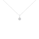 14K White Gold 1/2 cttw Prong Set Round-Cut Diamond 7 Stone Floral Cluster 18