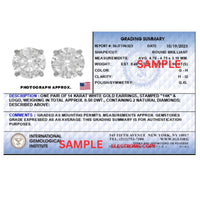 IGI Certified 14K White Gold 1.0 cttw 4-Prong Set Brilliant Round-Cut Solitaire Diamond Push Back Stud Earrings (G-H Color, I1-I2 Clarity)