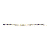 14K Yellow Gold 1.00 Cttw Alternating  Diamond and 6 1/2 Cttw Oval Blue Sapphire Link Bracelet (H-I Color, SI1-SI2 Clarity) - 7