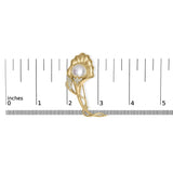 18K Yellow Gold 2/5 Cttw Diamond and 12MM Cultured South Sea Pearl Flower Pin Brooch (G-H Color, VS1-VS2 Clarity)-3 thumbnail 4