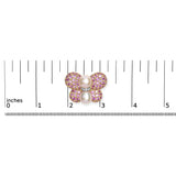 18K Yellow and White Gold 9MM South Sea Pearl and Pink Sapphire Butterfly Pin Brooch with Diamond Accent (F-G Color, VS1-VS2 Clarity)-3 thumbnail 4
